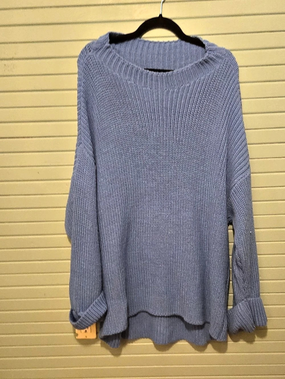 Slouchy Tunic Blue Knit Sweater Large
